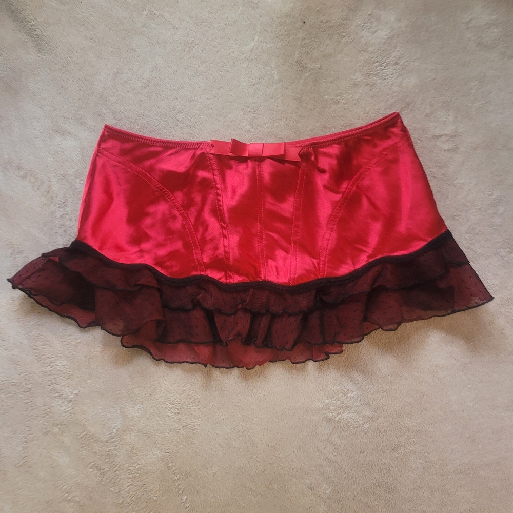 Red mini lingerie skirt